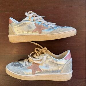 Golden Goose Ball Star silver with pink shoes, size 38